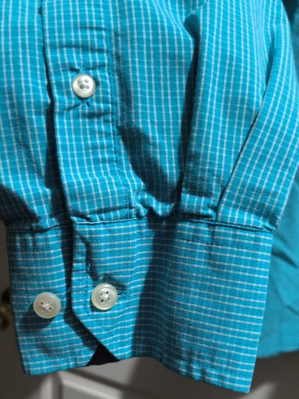 madison james Turquoise Micro-Check Button-Down Shirt - Picture 3 of 3
